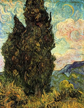 Dos cipreses Vincent van Gogh Pinturas al óleo